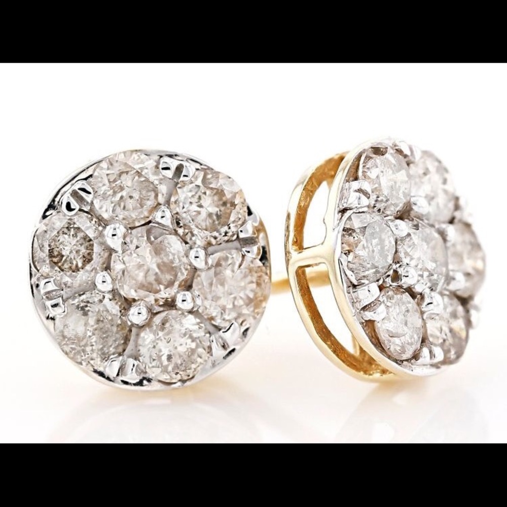1 ct. diamond 10k gold stud earrings